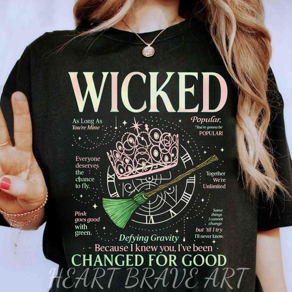 Wicked The Musical Tee, Defy Gravity Broomstick Shirt, Broadway Wizard Fan TShirt, Emerald City Changed For Good, Dorothy Wizard of Oz Shirt