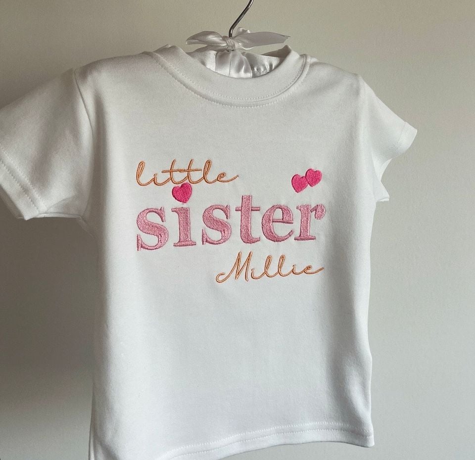 personalised embroidered little sister | big sister outfit | milestones | special occasion | sibling | family