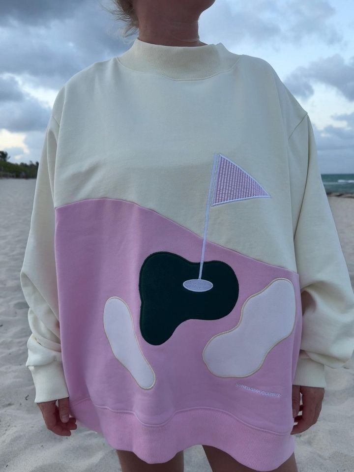 Golfing On The Green Mockneck Sweatshirt 100% Cotton