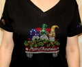 Christmas Gnomes Bling Tee Holiday Rhinestone Truck Shirt