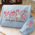 Funny Goose Breast Cancer Embroidered Shirt For Women, October Awareness Tshirt, Breast Cancer Warrior Gift, Breast Cancer Support Gift