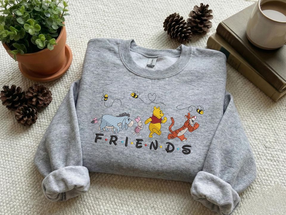 Embroidered Bear and Friends Sweatshirt, Cartoon Squad, Vintage Style