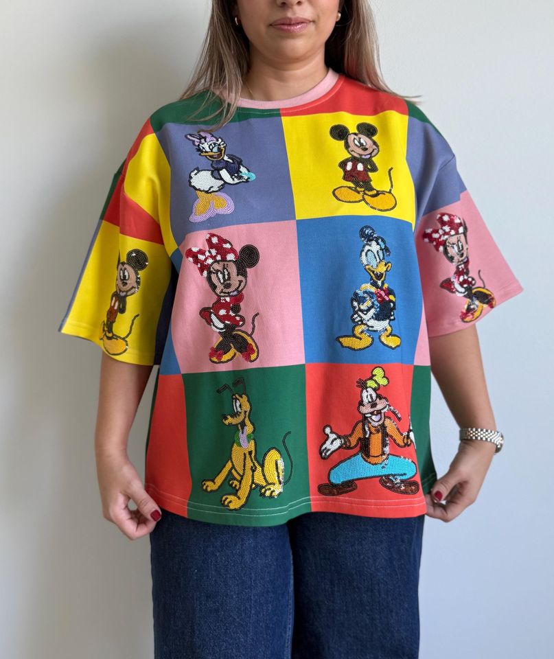 Preorder! Color Block Sequin Icons Tee
