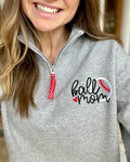 Baseball Mom Quarter Zip Sweatshirt: Embroidered Team Colors Pullover