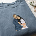 Embroidered Custom Portrait Sweatshirt, Matching Family Photo Crewneck, Personalized Picture Shirt From Photo, Holiday Vacation Gift