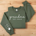 Personalized Grandma Sweatshirt: Est Year, Grandkids Names Sleeve