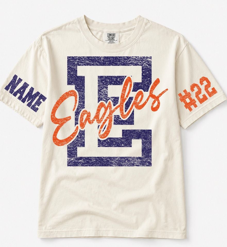 Custom Spirit Shirt, Personalized Team Tee, Custom Initial Shirt with Number & Sleeve Print, Game Day Shirt, Comfort Colors Tee