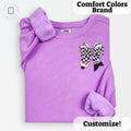 Chic Checkered Bow Sweatshirt | Cozy Crewneck Casual Style, Minimalist Fashion, Gift for Her, Everyday Comfort, Trendy Layering