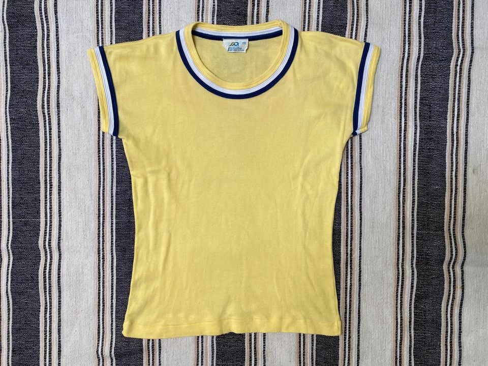 XS, 1970s Yellow Baby Doll Shirt