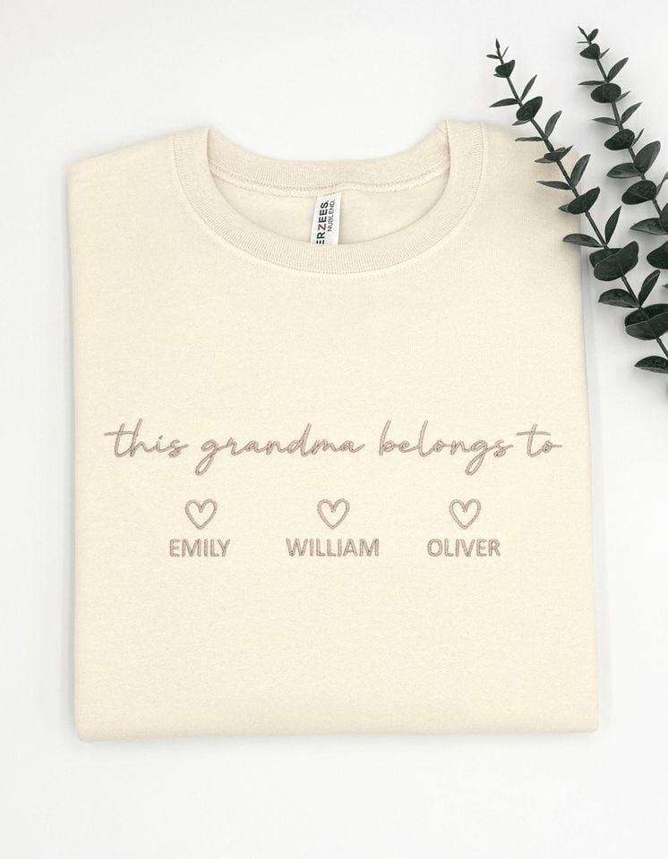 Embroidered Grandma Sweatshirt: Personalized Grandkids Names Gift
