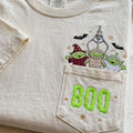 Embroidered Comfort Colors Halloween Pocket Tee, Alien Boo Shirt, Cute Halloween Alien Tee, Ghost Pocket Shirt, Fall Graphic Tee, Fall Gift