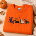 Dachshund Halloween Embroidered Sweatshirt, Spooky Wiener Dog Crewneck, Ghost Pumpkin Puppy Pullover, Dog Mom Fall Gift