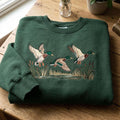 Embroidered Mallard Ducks Sweatshirt, 90s Nature Wildlife Pullover