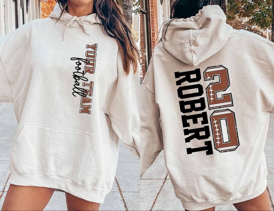 Football Mascot Name Sweatshirt With Kids Name & Number, School Mascot Name Football Shirt, Gift For Football Mom, Football Fan Shirt