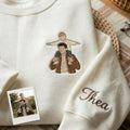 Embroidered Dad Photo Portrait Sweatshirt, Personalized Gift from Photo, Custom Fathers Day Crewneck, Father’s Day Gift
