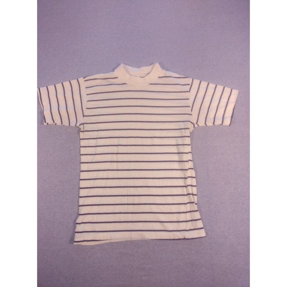 Vintage 70s Never Iron by Campus Striped Mock Neck Knit Shirt USA Youth 16