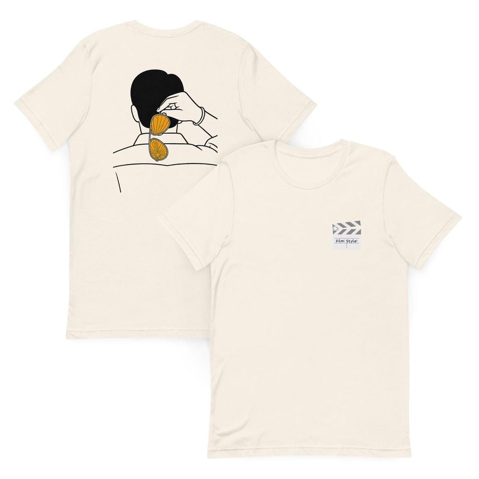 Bollywood Action Style Tee: Filmy Pose with Sunglasses Back Print