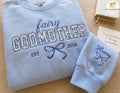 Embroidered Fairy Godmother Floral Est Sweatshirt, Custom Floral Mama Shirt With Kids Names, Gift For Godmother, Mothers Day Gifts