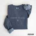 EMBROIDERED Christ Is King Comfort Colors Sweatshirt, Minimalist Christian Jesus Sweater, Church Apparel, Christian Mom Shirt Faith Crewneck