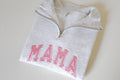 Embroidered Mama Glitter Quarter Zip Sweatshirt - Embroidered 1/4 Zip Sweater - Mom Mama - Gift For Her
