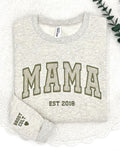Custom Glitter Embroidered Mama Sweatshirt: Personalized Kids' Names