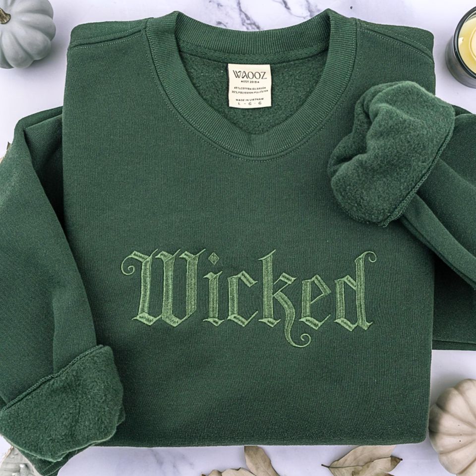 Wicked Embroidered Sweatshirt, Wicked Changed for Good Embroidery Sweatshirt, Defy Gravity Sweatshirt,Wizard of Oz, Broomstick Magic Sweater