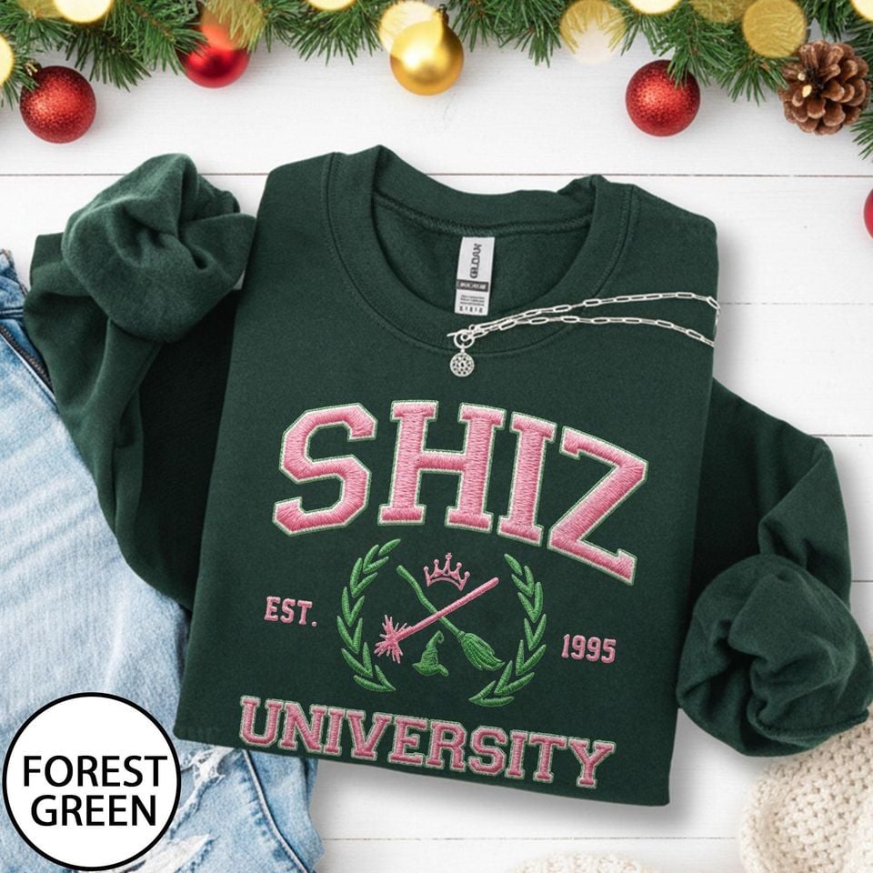 Embroidered Shiz University Sweatshirt, Changed For Good Wicked Embroidery Sweater, Wizard Musical Sweater, Defy Gravity Embroidered Gifts