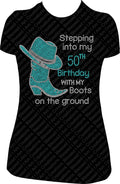 50th Birthday Rhinestone Boots T-Shirt