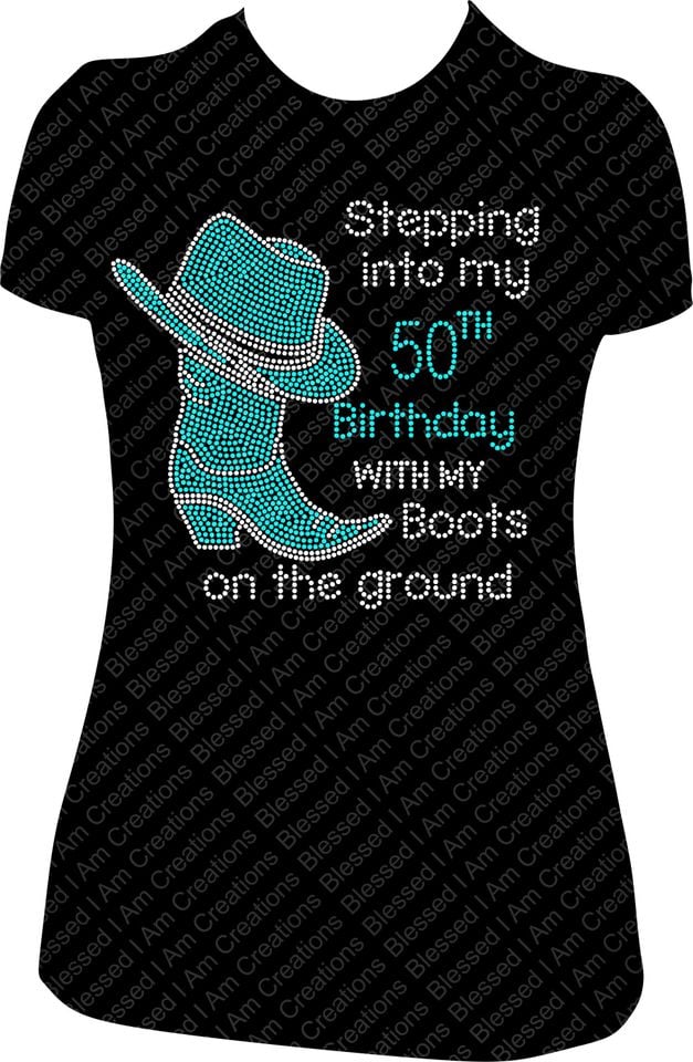 50th Birthday Rhinestone Boots T-Shirt