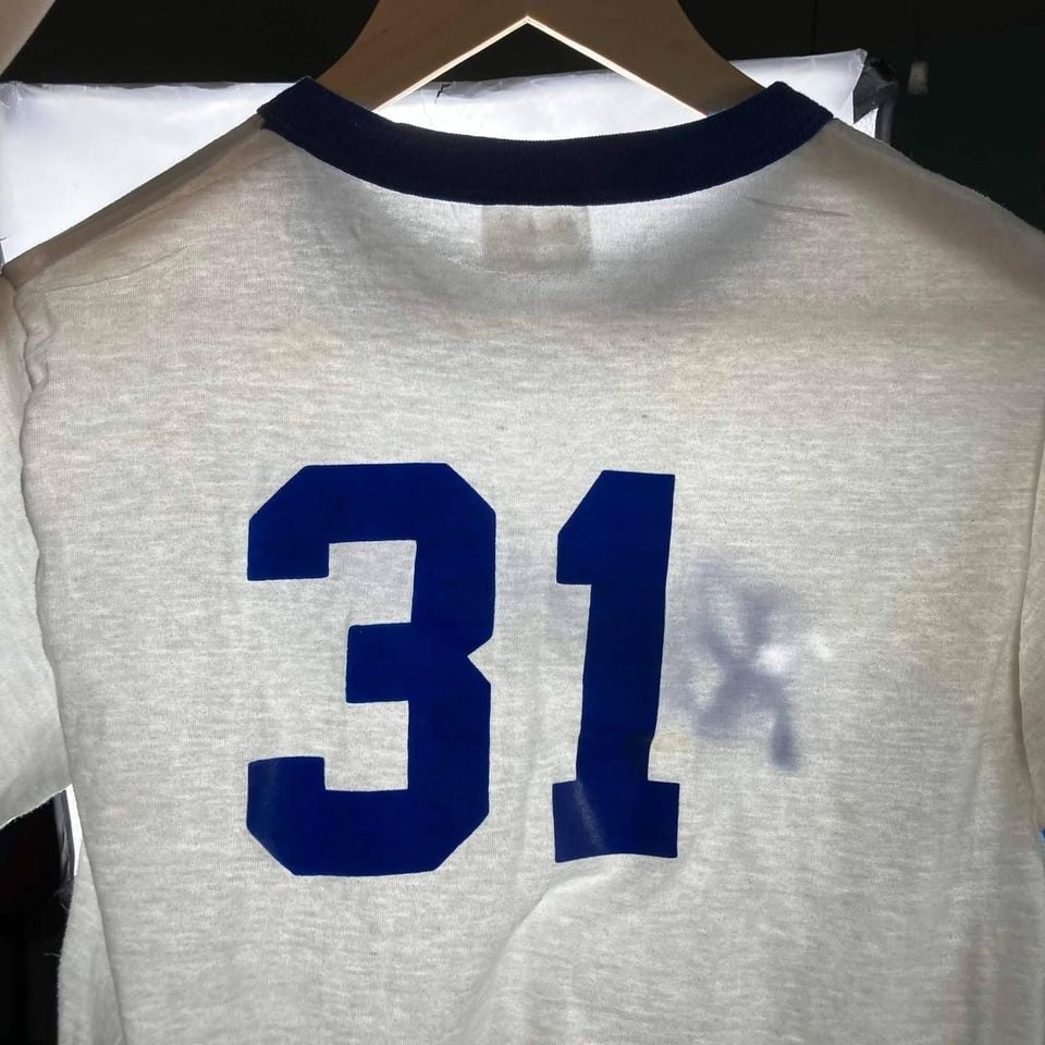Vintage Stedman Ramseur 31 Ringer T-Shirt Mens M Thin White Blue Made in USA 70s