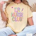 ER Nurse Club T Shirt Comfort Colors Crewneck Colorful RN Sweatshirt