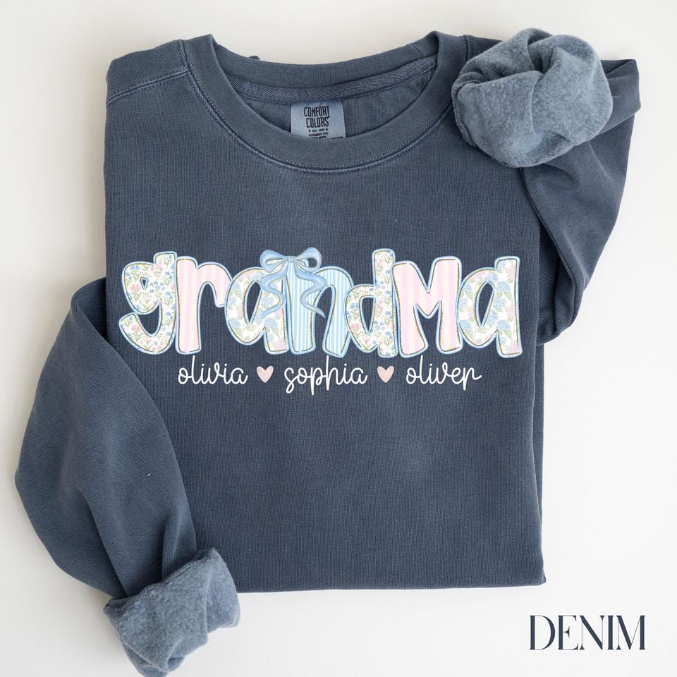 Comfort Colors Custom Grandma Sweatshirt, Grandma Sweater, Personalized Grandma Gift