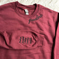 Custom Embroidered Grandma Sweatshirt on Collar: Personalized Grandkids Name, New Gigi Mimi Gift