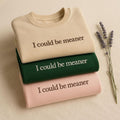 Embroidered Sarcastic Sweatshirt: "I Could Be Meaner" Weirdcore Gift