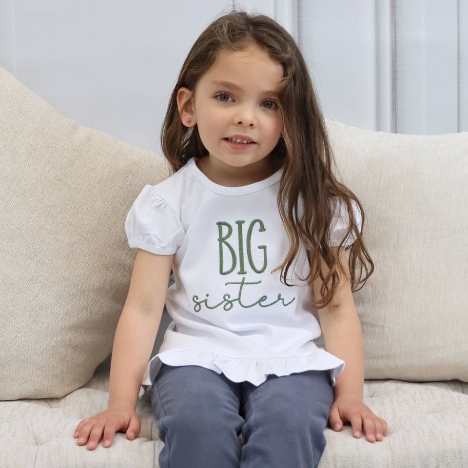 Big Sister T shirt, Embroidered Big Sister T shirt , Sibling T shirt, Made To Match Sister T shirt