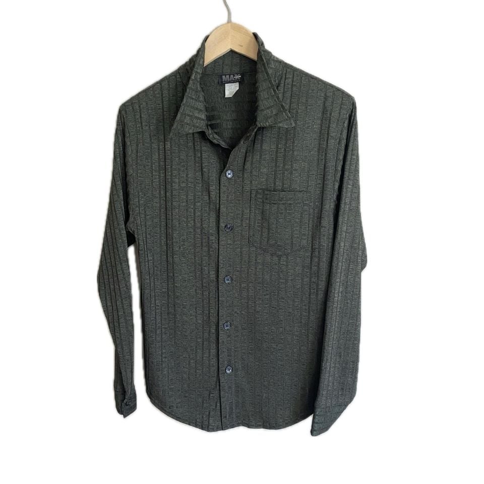 1970s Shirt Green Disco Shiny Iridescent Sheer Men’s Size Small, USA