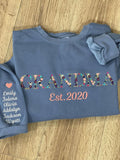 Embroidered Floral Grandma Sweatshirt: Custom Family Gift