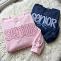 Personalized Senior 2027 Appliqu Sweatshirt, Gingham Class of 2027 Crewneck, Custom Name Sleeve Graduation Gift