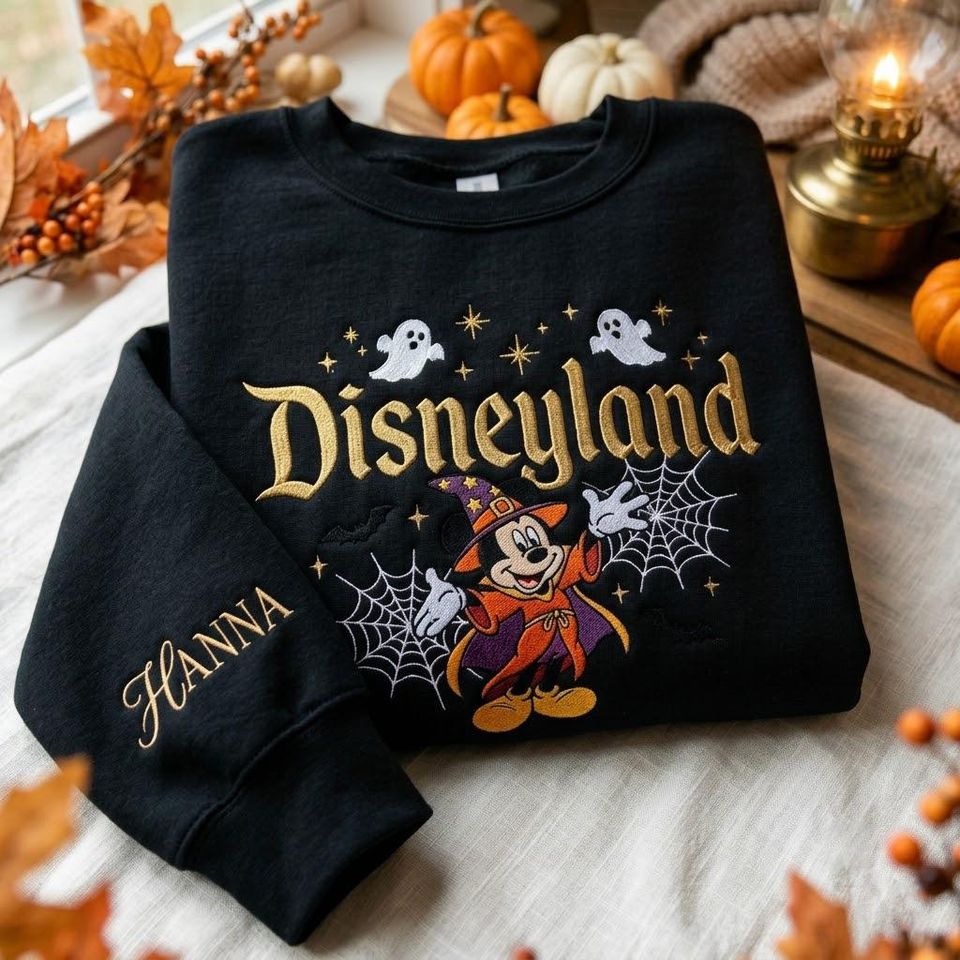 Embroidered Magical Land Halloween Sweatshirt, Vintage WDW 1955 Shirt, Spooky Mouse Ghost Crewneck, Halloween Gift