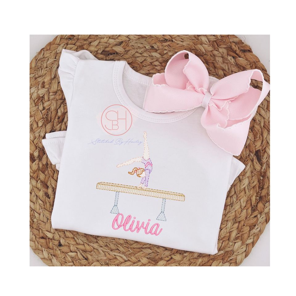 Girls Gymnastics Shirt with Name Embroidered