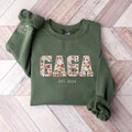 Personalized Embroidered Gaga Floral Applique Sweatshirt, Personalized Gaga Sweater, Gaga Hoodie, Gifts for Nana Mimi Grandma Christmas 2024