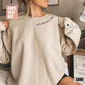 Custom Mama Sweatshirt With Kid Name On Sleeve, Personalized Mom Sweatshirts, Minimalist Momma Sweater, Christmas Gift For Mom, Gift For Her