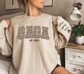 Custom Leopard Gaga Sweatshirt With Kid Name On Sleeve, Personalized Gaga Sweatshirt, Gift For Gaga, Christmas Gift Gaga Est 2025 Sweatshirt