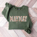 Personalized Embroidered Maymay Floral Applique Sweatshirt, Personalized Maymay Sweater, Maymay Hoodie, Gift for Nana Mimi Grandma Xmas 2024