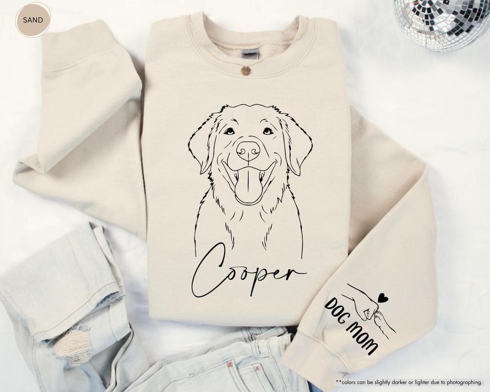 Custom Dog Portrait Sweatshirt, Dog Mom Sweatshirt, Cat Mom Gift, Custom Cat Photo Hoodie, Pet Photo Gift, Pet Lover Gift, Mothers Day Gift