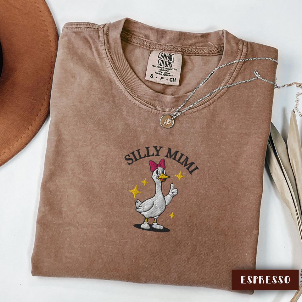 Embroidered Mimi Goose Shirt, Comfort Colors Silly Goose T-Shirt, Gift For Grammy, Mimi Crewneck Tee, Retro Mimi T-shirt Gifts