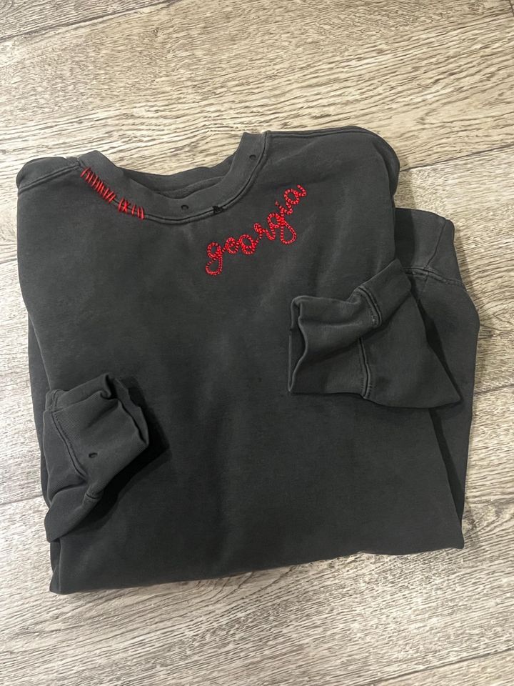 Georgia embroidered, hand distressed sweatshirt