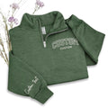 Custom Sweatshirt, Personalized Quarter Zip Sweatshirt With Custom Text On Sleeve, Christmas Gifts, Gifts For Her, Him