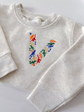 Toddler Custom Embroidered Dinosaur Initial Sweatshirt - Personalized Crew - Unisex Pullover Monogram - Dino Theme - Back to School -