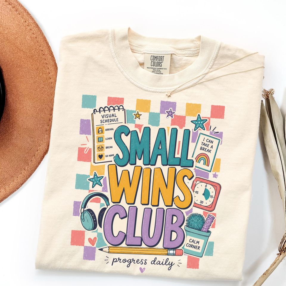 Comfort Colors Special Ed Teacher Shirt Gift, Small Wins Club Sweatshirt